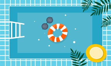 Yaz dönemi arka plan ve yaz titreşimleri için yaz illüstrasyon vektör günü, tropikal plaj arka planı