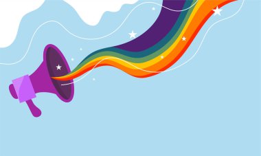 Happy Igbt Pride Day vektörü için vektör LGBT pankartı. Gurur ayı. Gökkuşağı LGBTQ bayrağı
