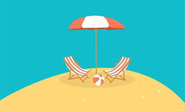 Yaz dönemi arka plan ve yaz titreşimleri için yaz illüstrasyon vektör günü, tropikal plaj arka planı