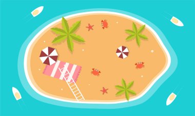 Yaz dönemi arka plan ve yaz titreşimleri için yaz illüstrasyon vektör günü, tropikal plaj arka planı