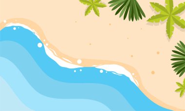 Yaz dönemi arka plan ve yaz titreşimleri için yaz illüstrasyon vektör günü, tropikal plaj arka planı