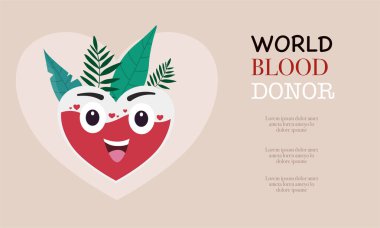 Dünya kan bağışı günü illüstrasyon vektörü, kan bağışı günü taşıyıcısı için bayrak iniş sayfası posteri