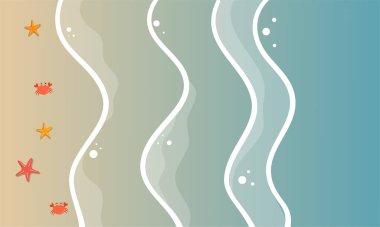 Yaz dönemi arka plan ve yaz titreşimleri için yaz illüstrasyon vektör günü, tropikal plaj arka planı