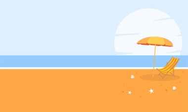 Yaz dönemi arka plan ve yaz titreşimleri için yaz illüstrasyon vektör günü, tropikal plaj arka planı