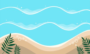 Yaz dönemi arka plan ve yaz titreşimleri için yaz illüstrasyon vektör günü, tropikal plaj arka planı