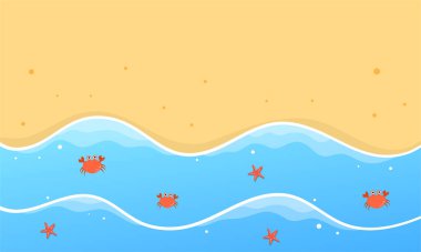 Yaz dönemi arka plan ve yaz titreşimleri için yaz illüstrasyon vektör günü, tropikal plaj arka planı