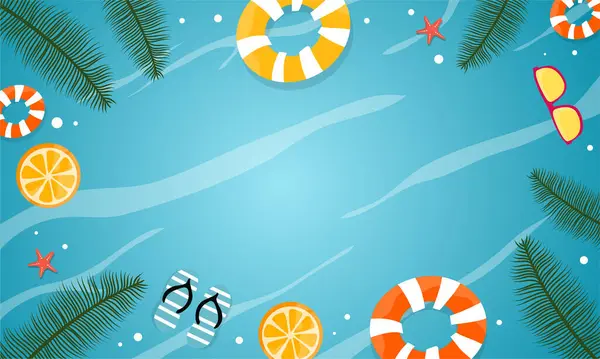 Yaz dönemi arka plan ve yaz titreşimleri için yaz illüstrasyon vektör günü, tropikal plaj arka planı