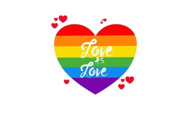 LGBTQ unsurları, gurur bayrakları, cinsiyet sembolleri, aşk simgeleri ve çeşitliliği, eşitliği ve özgürlüğü kutlayan renkli çizimler