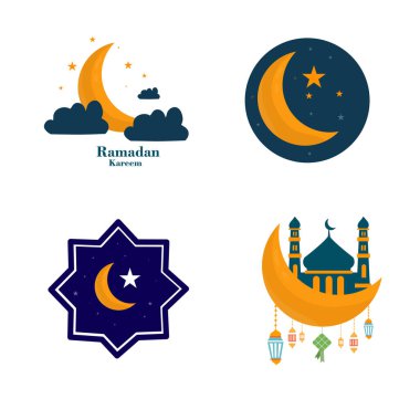 ramadan kareem eid-al fitr poster template with ornament lettern and mosque vector background design