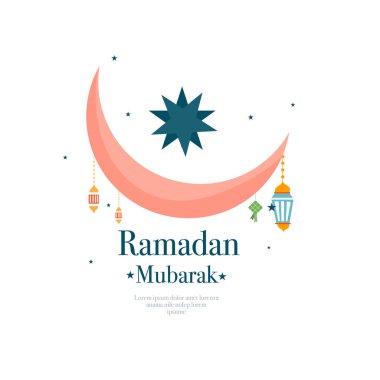 ramadan kareem eid-al fitr poster template with ornament lettern and mosque vector background design