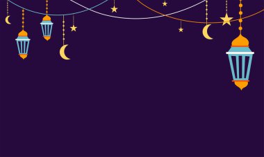 Ramazan Kareem Bayram- Al Fitr poster şablonu süs harfleri ve cami vektör arkaplan desenli