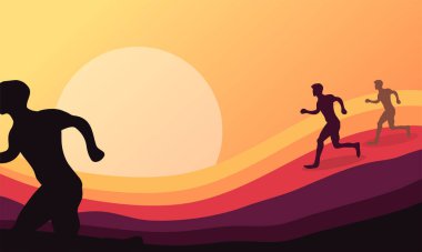 Sportif arkaplan tasarımı ile çalışan kişi ile atletik gün illüstrasyon vektörü