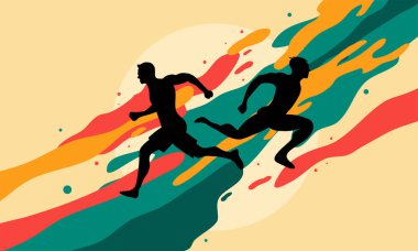 Sportif arkaplan tasarımı ile çalışan kişi ile atletik gün illüstrasyon vektörü