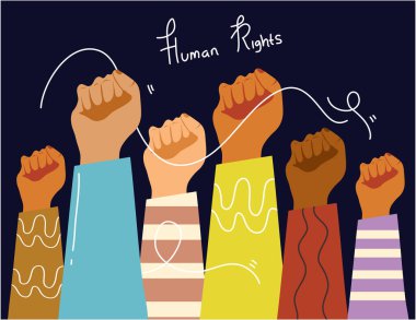 Farklı elleri olan insan hakları günü olay illüstrasyon vektörü
