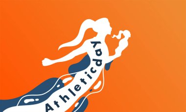 Atletizm Günü için hareketli koşucu ve atletlerin siluetlerinin yer aldığı enerjik bir arka plan tasarımı