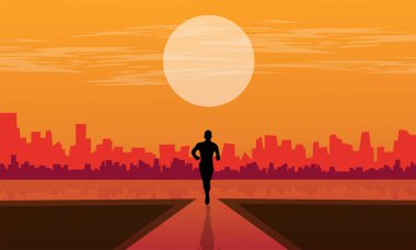 Atletizm Günü için hareketli koşucu ve atletlerin siluetlerinin yer aldığı enerjik bir arka plan tasarımı