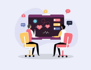 Doktor ve hemşireler için çizim vektör tasarımı 