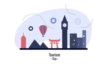 Turizm günü illüstrasyon vektör tasarımı