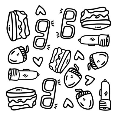 piknik ve kamp çizgisi çizgisi vektörü