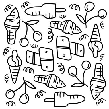 karalama çizgisi biçimli dondurma seti