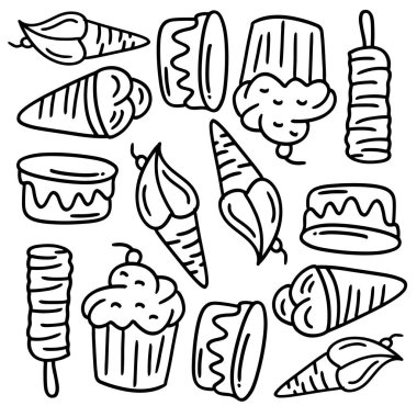 karalama çizgisi biçimli dondurma seti