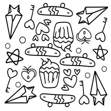 Komik çocuklar tek boynuzlu at demet vektör tasarımı 