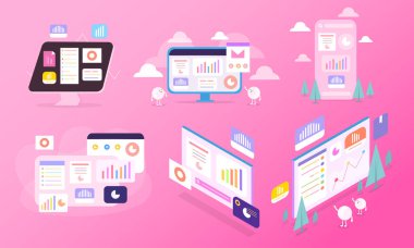 iş ögesi demeti vektör tasarımı için iş bilgisayarı telefonu