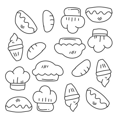 Çizgi biçimi vektör tasarımlı yiyecek ve içecek simgeleri 