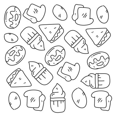 Çizgi biçimi vektör tasarımlı yiyecek ve içecek simgeleri 