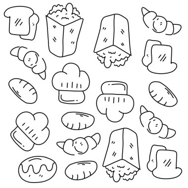 Çizgi biçimi vektör tasarımlı yiyecek ve içecek simgeleri 