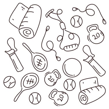sport icon set with line style bundle set vector
