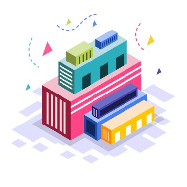 Isometric Business Building Illustration vektörü