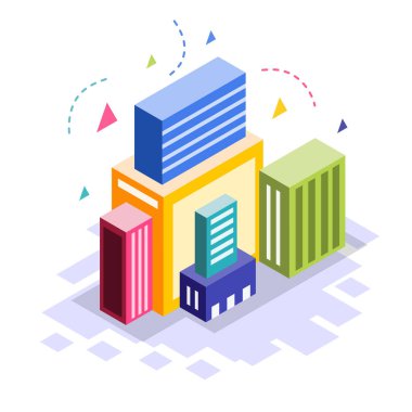 Isometric Business Building Illustration vektörü