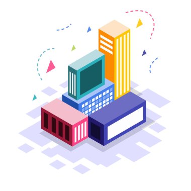 Isometric Business Building Illustration vektörü