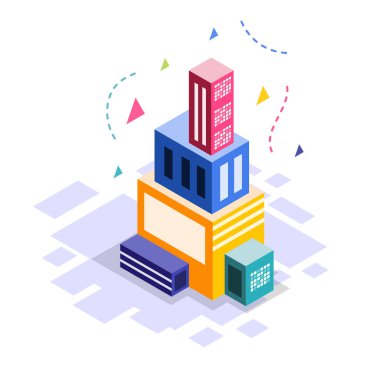 Isometric Business Building Illustration vektörü