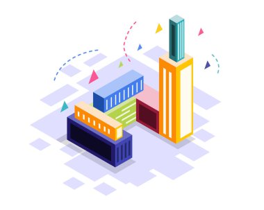 Isometric Business Building Illustration vektörü