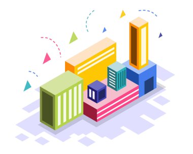 Isometric Business Building Illustration vektörü