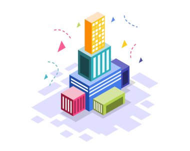 Isometric Business Building Illustration vektörü