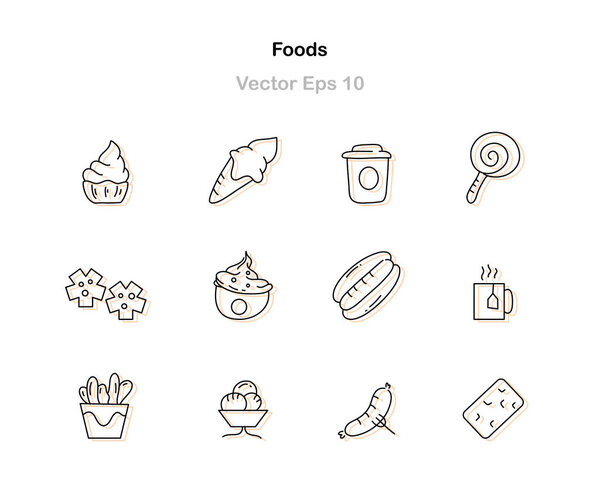 Икона фаст-фуда в стиле Fun Flat