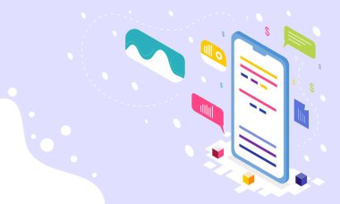 Isometric Computing Business Illustration Vector Modern izometrik vektör çizimi dijital cihazlar, ofis kurulumu, takım çalışması ve bulut teknolojisi içeren bir bilgisayar işi konsepti