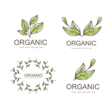 Doğa Eko Logosu Toplama Temiz demet Çevre dostu doğa logosu Yapraklar, ağaçlar, su ve organik şekiller içerir