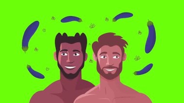 Eşcinsel adam, eşcinsel çift, romantik an, arka plan animasyonu.