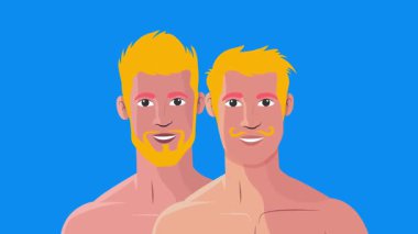 Eşcinsel adam, eşcinsel çift, romantik an, arka plan animasyonu.