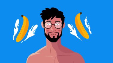 Eşcinsel adam, eşcinsel çift, romantik an, arka plan animasyonu.