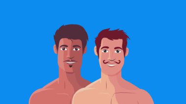 Eşcinsel adam, eşcinsel çift, romantik an, arka plan animasyonu.