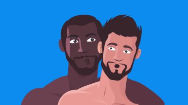 Eşcinsel adam, eşcinsel çift, romantik an, arka plan animasyonu.