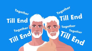 Eşcinsel adam, eşcinsel çift, romantik an, arka plan animasyonu.