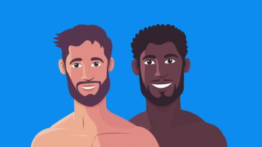 Eşcinsel adam, eşcinsel çift, romantik an, arka plan animasyonu.