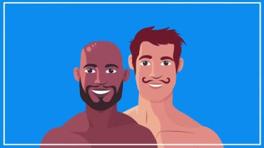 Eşcinsel adam, eşcinsel çift, romantik an, arka plan animasyonu.