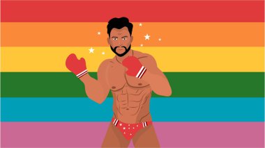 lgbt bayrağı olan adam.